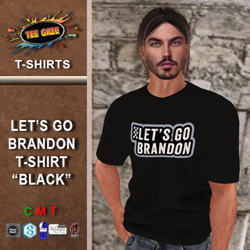 Second Life Marketplace Tee Gaze Let's Go Brandon Black (Wear)